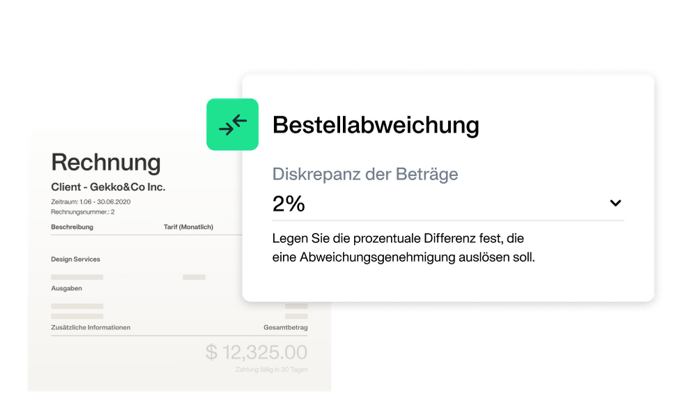 Illustration, die zeigt, wie die Automatisierung des Rechnungs- und Bestellungsabgleichs funktioniert